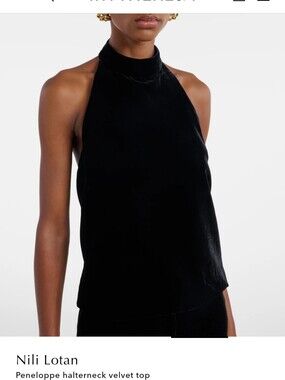 Nili Lotan Black Peneloppe Velvet Halter Top
